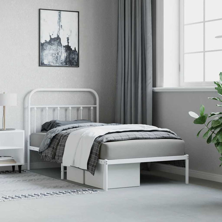sengeramme med sengegavl 100x190 cm metal hvid