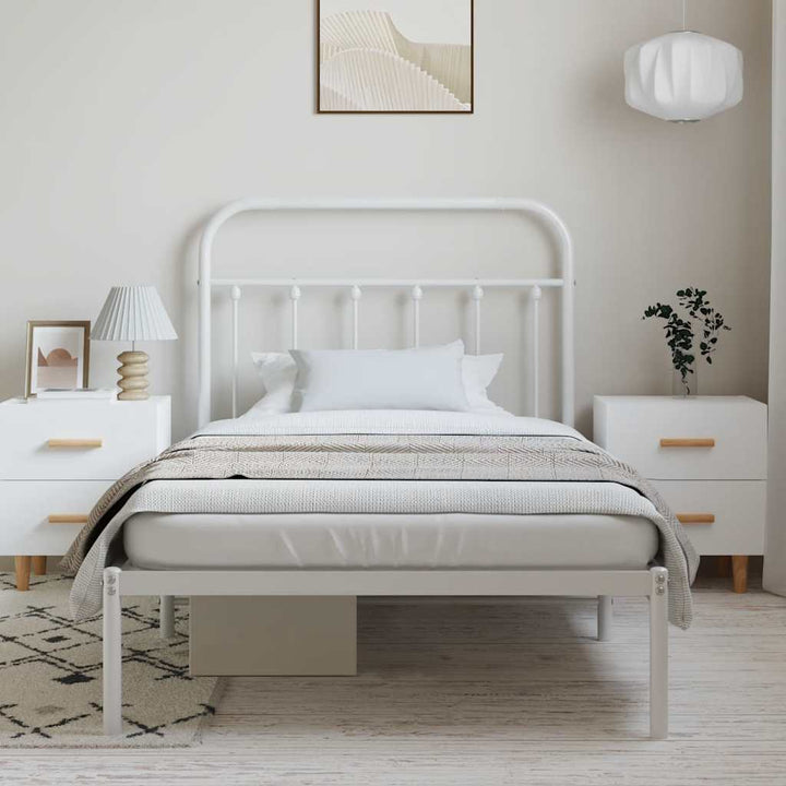 sengeramme med sengegavl 100x200 cm metal hvid