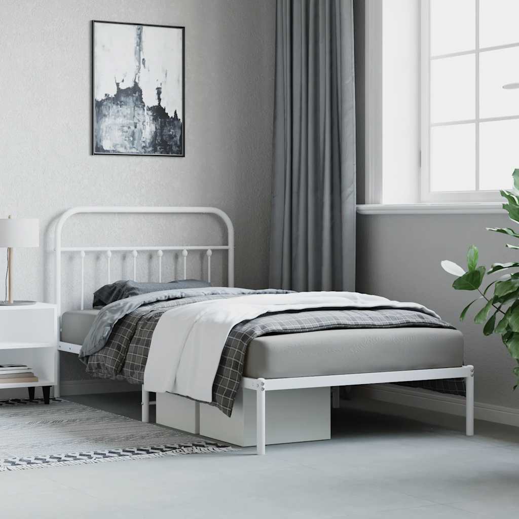 sengeramme med sengegavl 100x200 cm metal hvid