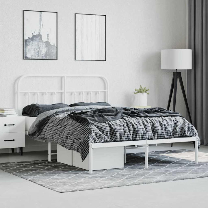 sengeramme med sengegavl 135x190 cm metal hvid
