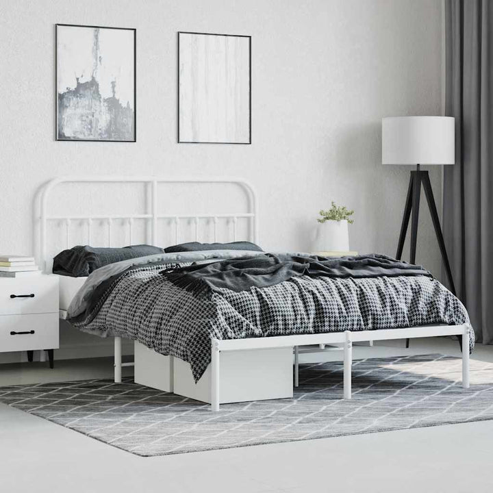 sengeramme med sengegavl 140x200 cm metal hvid
