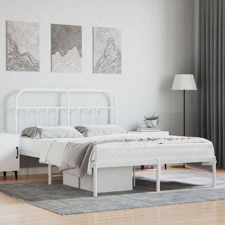 sengeramme med sengegavl 140x200 cm metal hvid