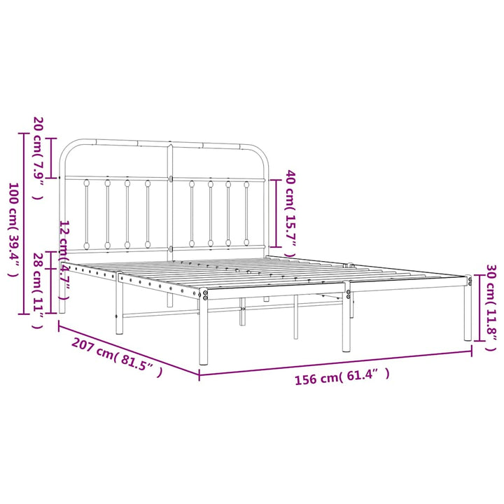 sengeramme med sengegavl 150x200 cm metal hvid