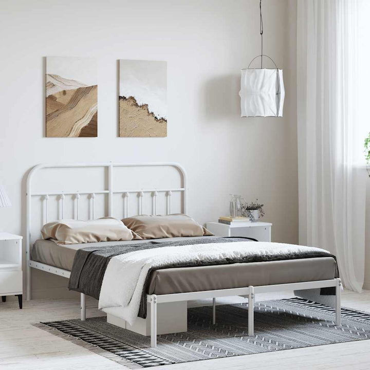 sengeramme med sengegavl 150x200 cm metal hvid