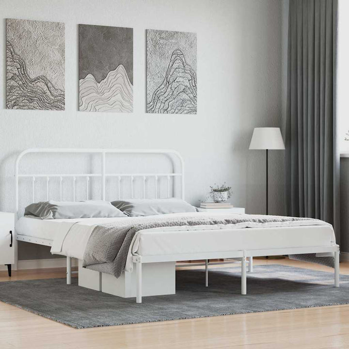 sengeramme med sengegavl 180x200 cm metal hvid