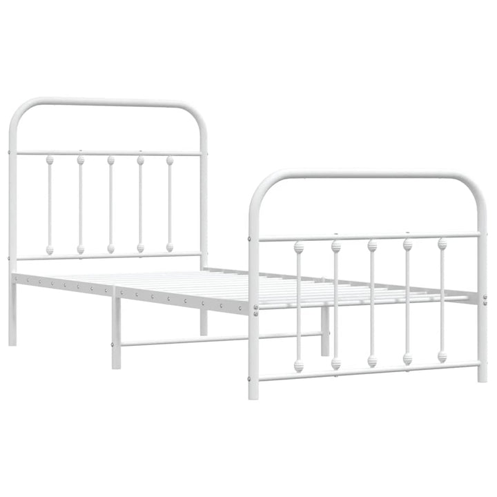 sengeramme med sengegavl og fodgærde 90x190 cm metal hvid
