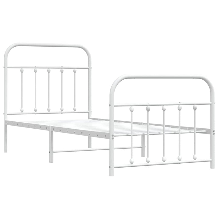 sengeramme med sengegavl og fodgærde 90x200 cm metal hvid