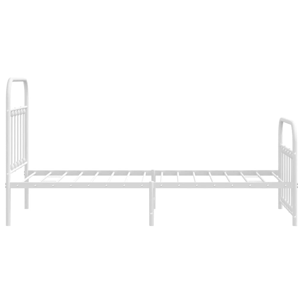 sengeramme med sengegavl og fodgærde 90x200 cm metal hvid