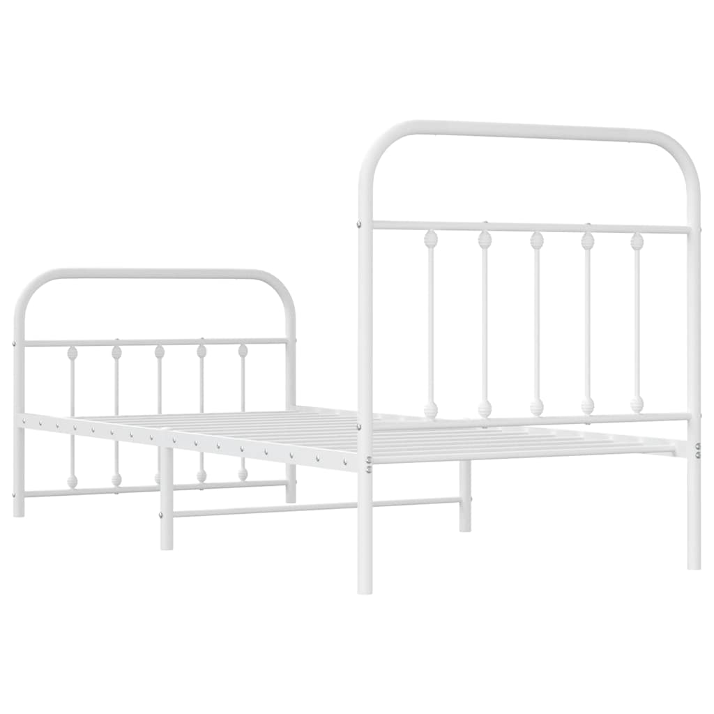 sengeramme med sengegavl og fodgærde 90x200 cm metal hvid