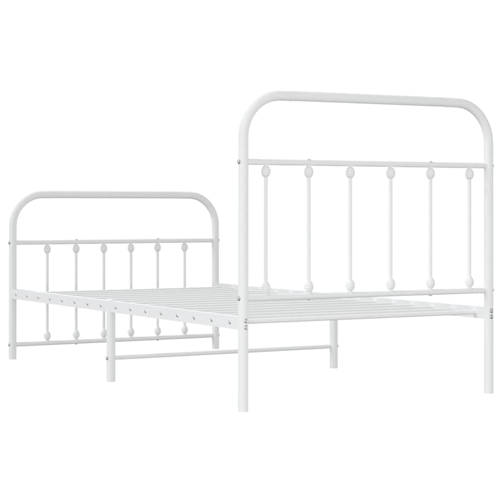 sengeramme med sengegavl og fodgærde 100x190 cm metal hvid