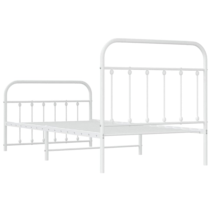 sengeramme med sengegavl og fodgærde 100x190 cm metal hvid