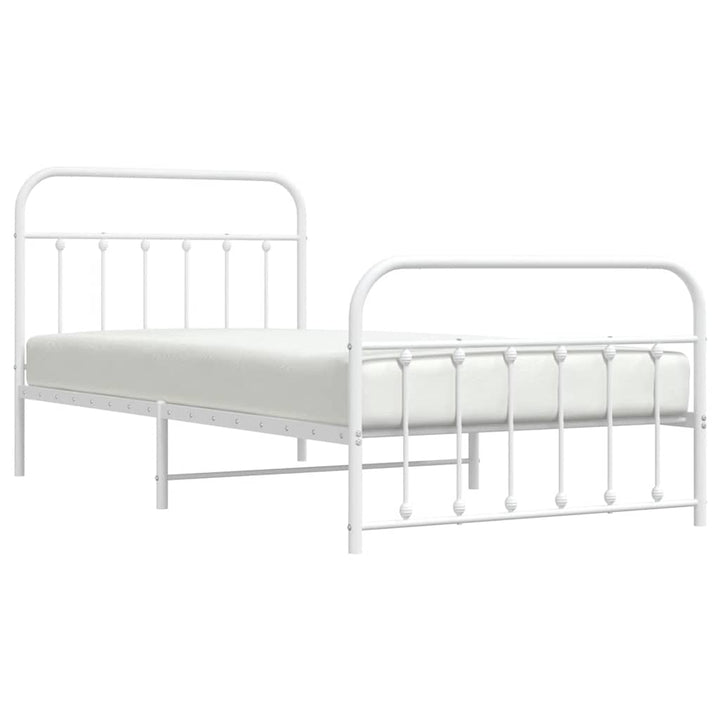 sengeramme med sengegavl og fodgærde 100x200 cm metal hvid