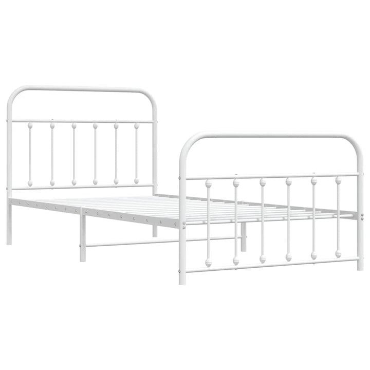 sengeramme med sengegavl og fodgærde 107x203 cm metal hvid