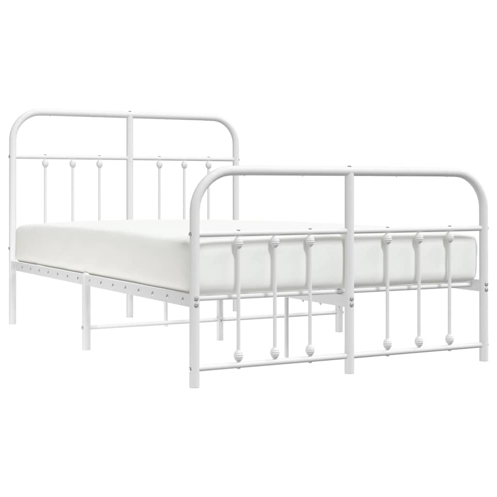 sengeramme med sengegavl og fodgærde 120x190 cm metal hvid