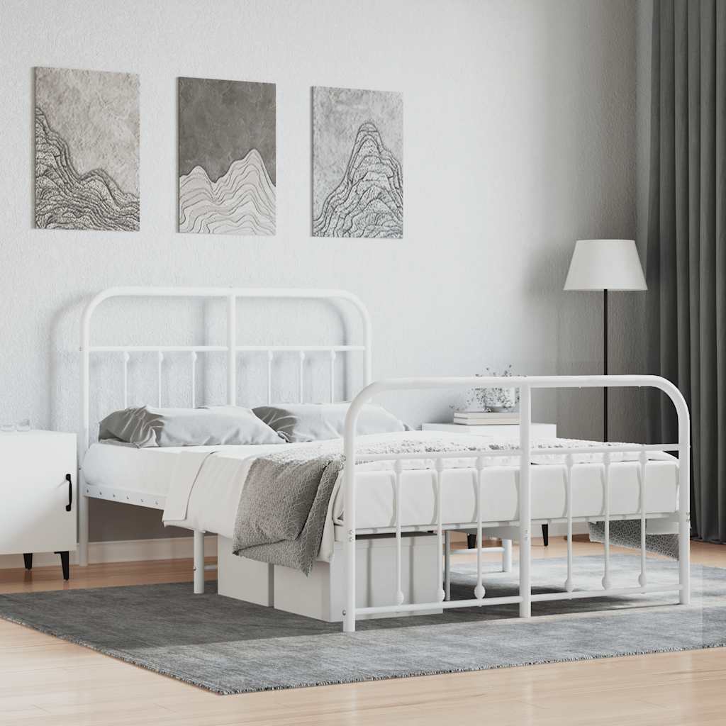 sengeramme med sengegavl og fodgærde 120x190 cm metal hvid
