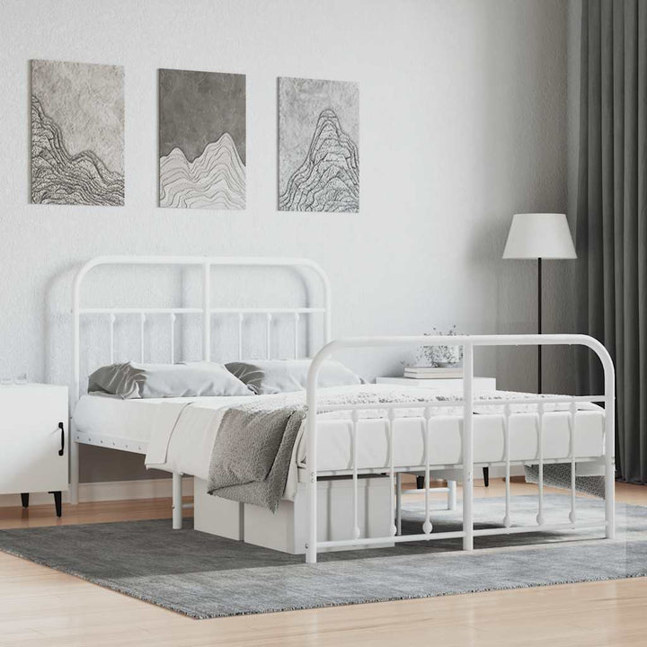 sengeramme med sengegavl og fodgærde 120x190 cm metal hvid
