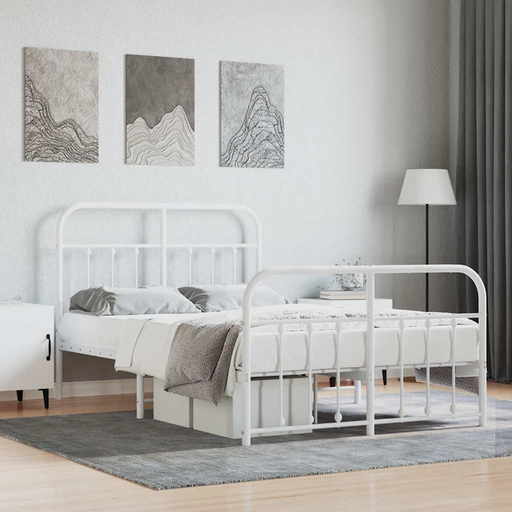 sengeramme med sengegavl og fodgærde 120x190 cm metal hvid