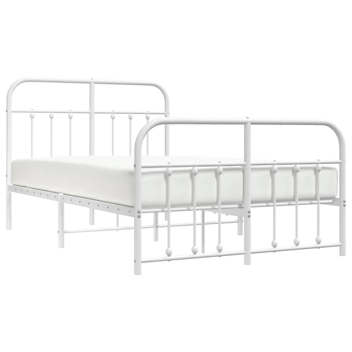 sengeramme med sengegavl og fodgærde 120x200 cm metal hvid