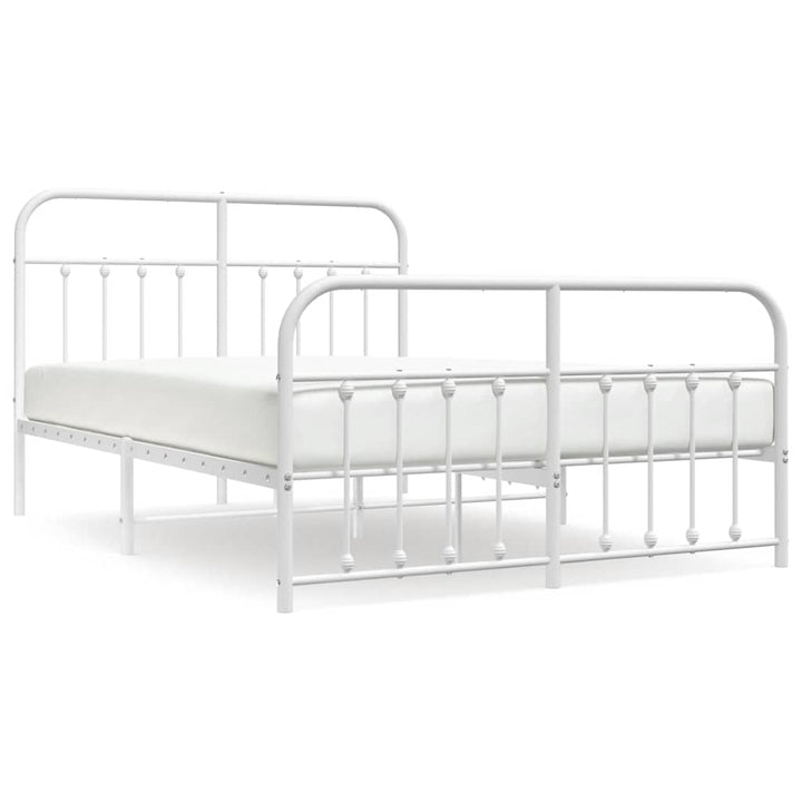 sengeramme med sengegavl og fodgærde 135x190 cm metal hvid