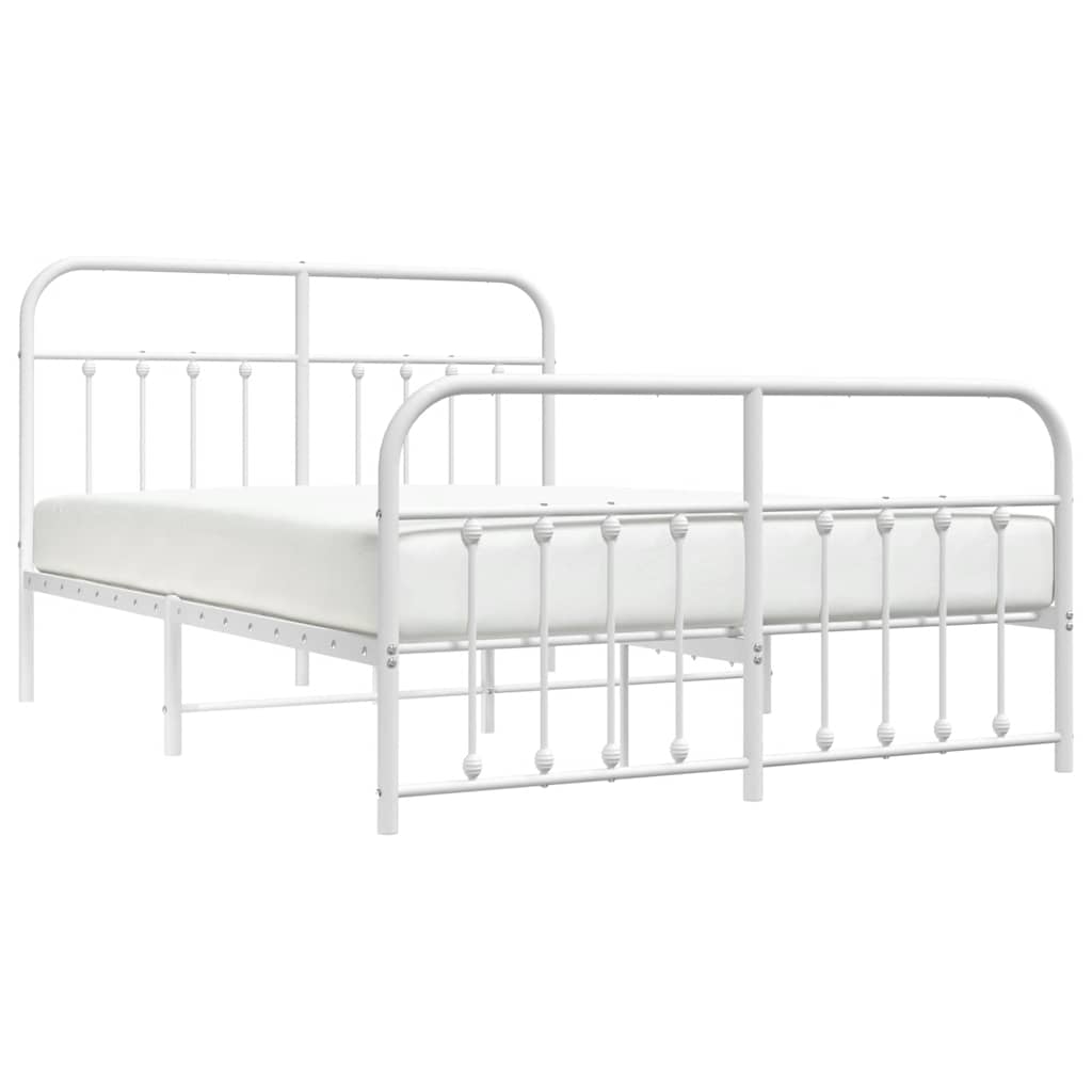 sengeramme med sengegavl og fodgærde 135x190 cm metal hvid
