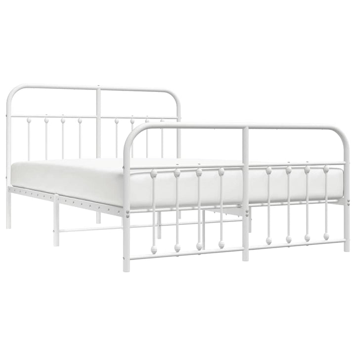 sengeramme med sengegavl og fodgærde 140x190 cm metal hvid