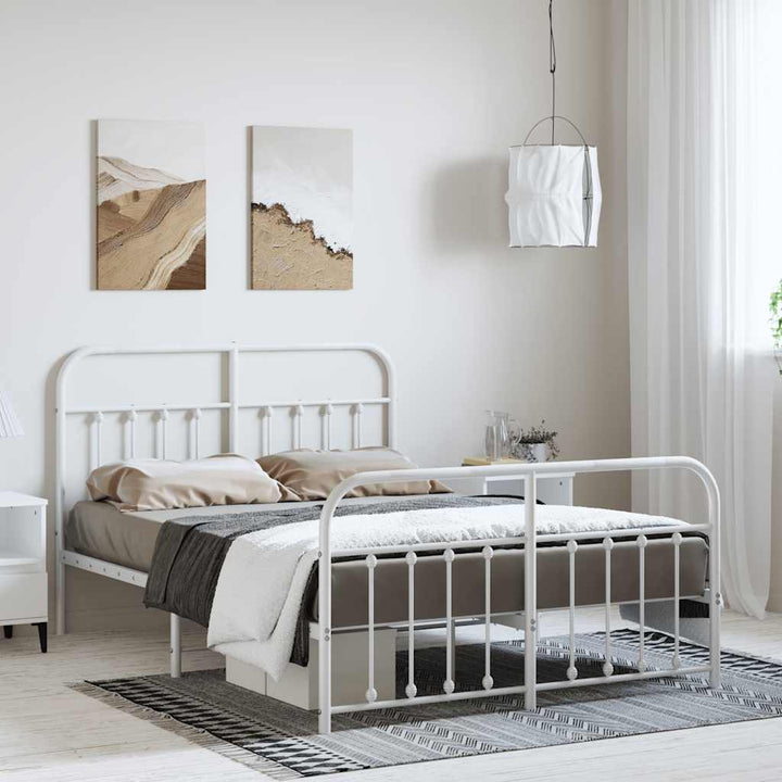 sengeramme med sengegavl og fodgærde 150x200 cm metal hvid