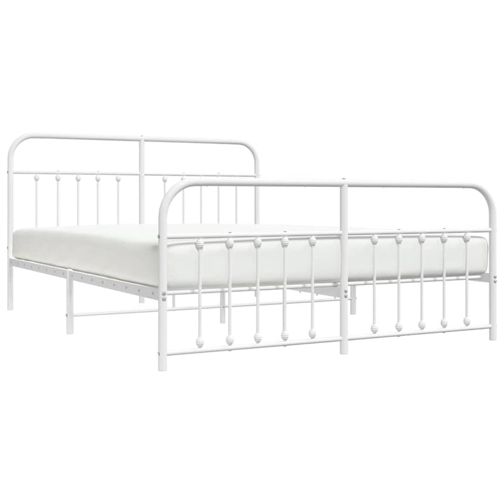 sengeramme med sengegavl og fodgærde 160x200 cm metal hvid