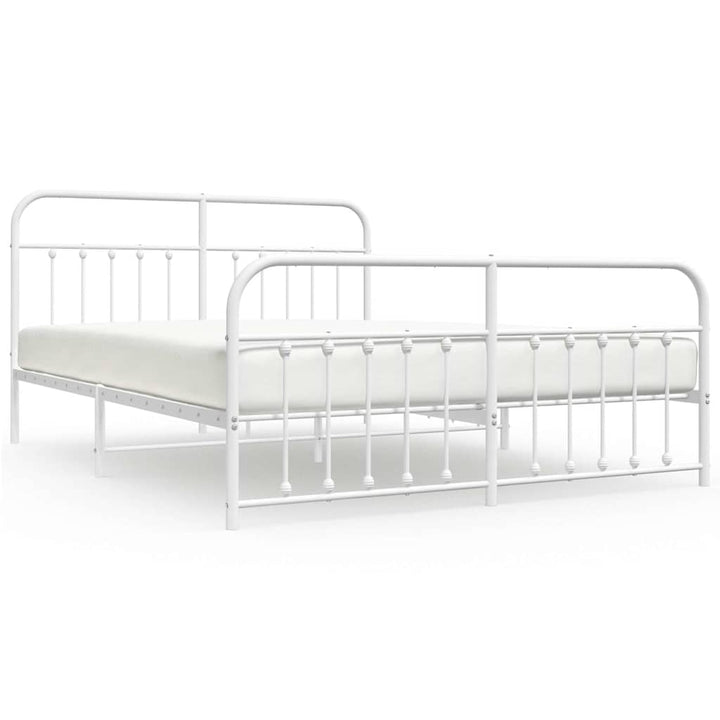 sengeramme med sengegavl og fodgærde 183x213 cm metal hvid