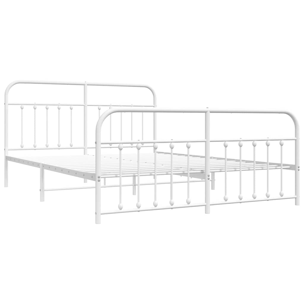 sengeramme med sengegavl og fodgærde 183x213 cm metal hvid