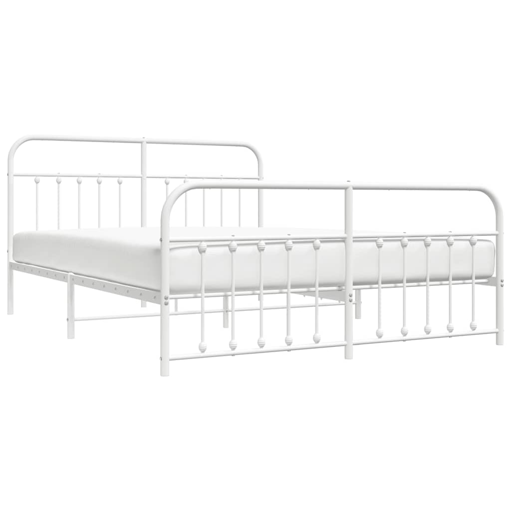 sengeramme med sengegavl og fodgærde 183x213 cm metal hvid