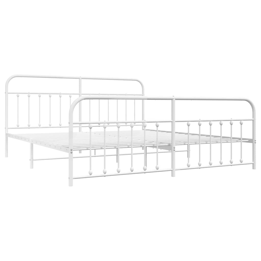 sengeramme med sengegavl og fodgærde 193x203 cm metal hvid