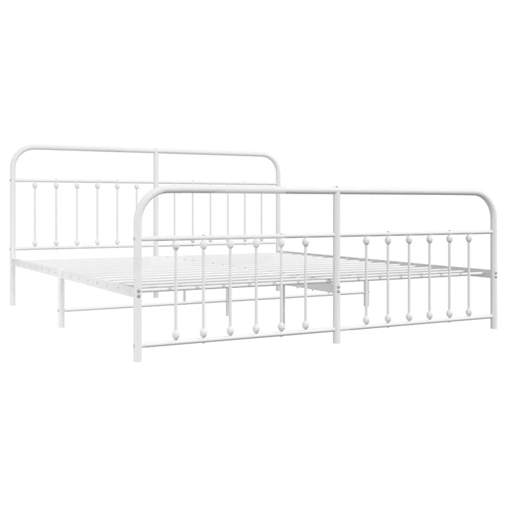 sengeramme med sengegavl og fodgærde 193x203 cm metal hvid