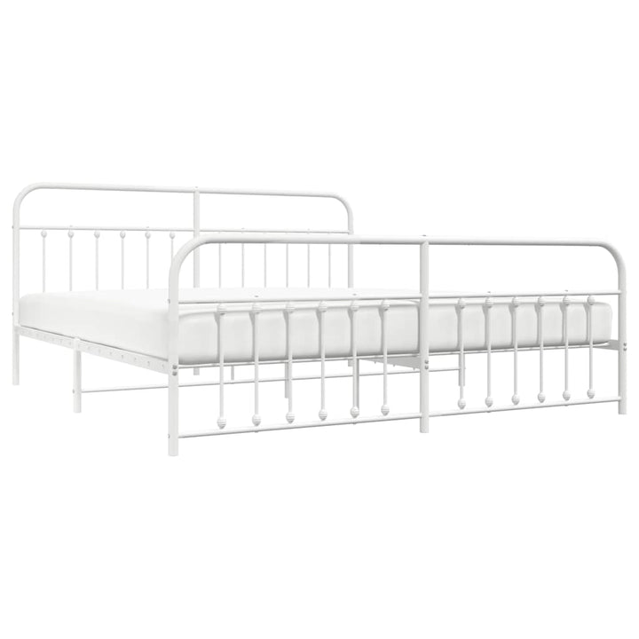 sengeramme med sengegavl og fodgærde 193x203 cm metal hvid