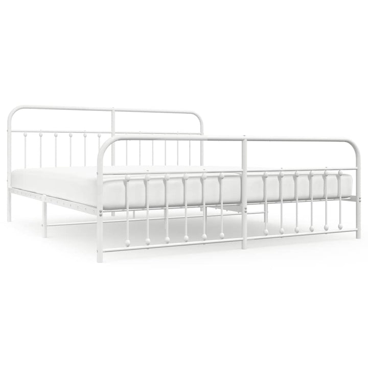 sengeramme med sengegavl og fodgærde 200x200 cm metal hvid