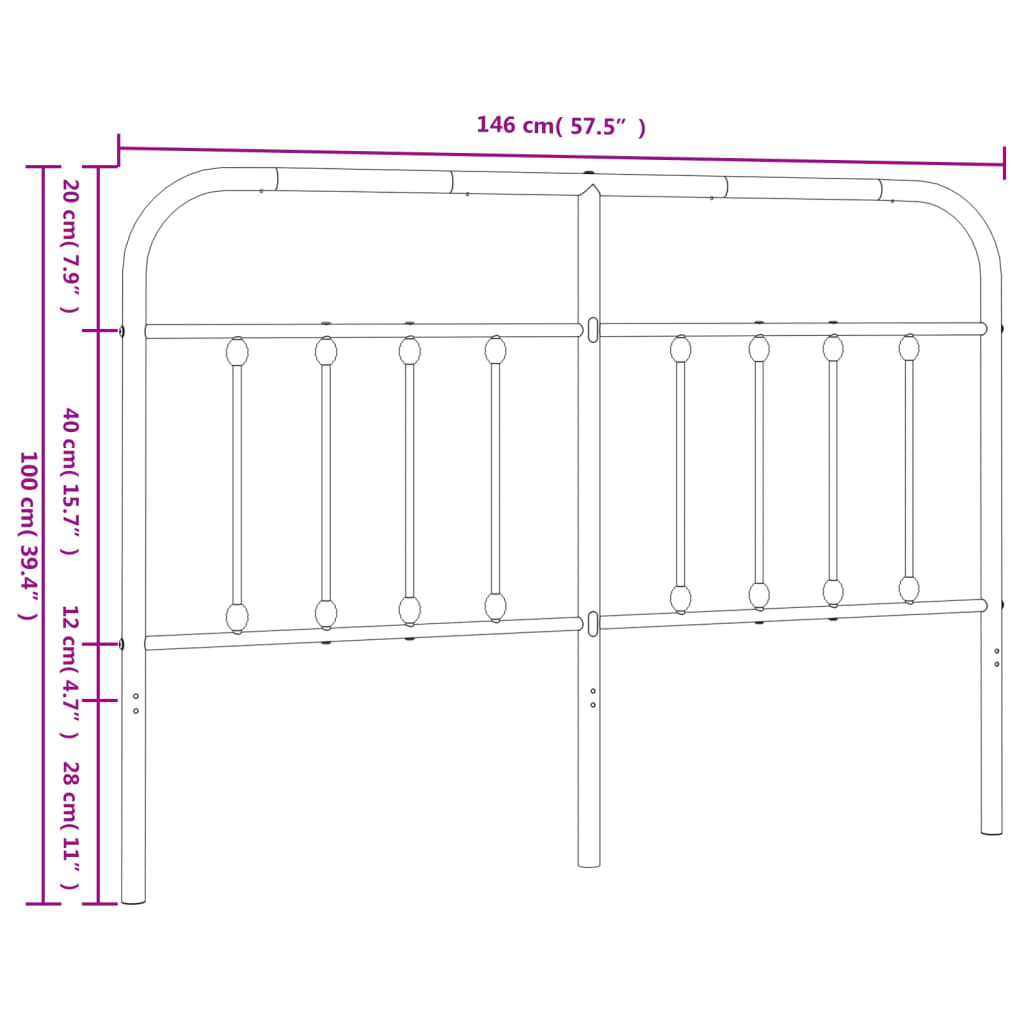 udskiftningsgavl 140 cm metal hvid