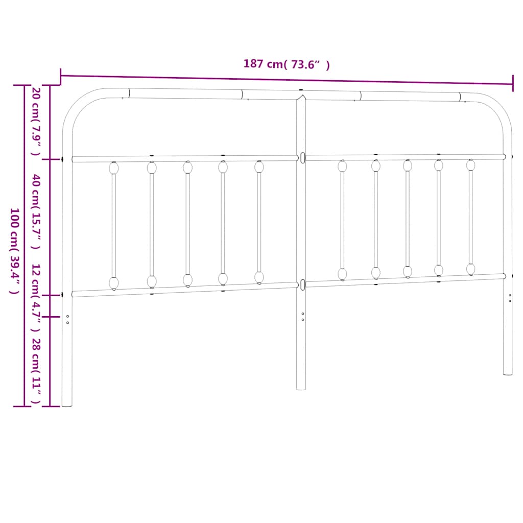 udskiftningsgavl 180 cm metal hvid
