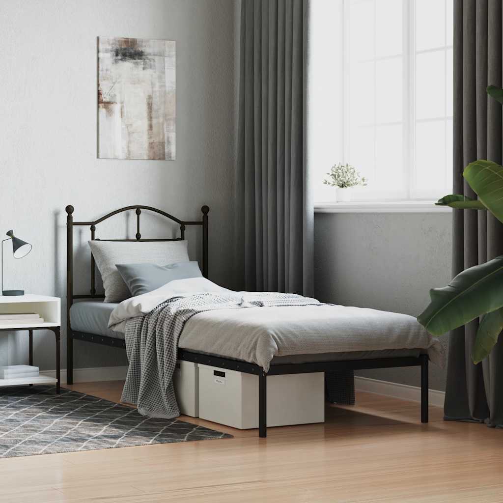 sengeramme med sengegavl 80x200 cm metal sort