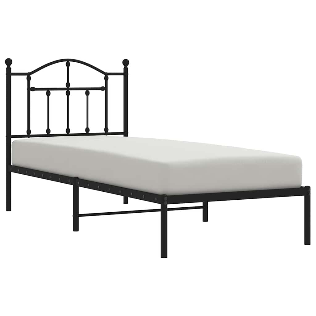 sengeramme med sengegavl 90x200 cm metal sort