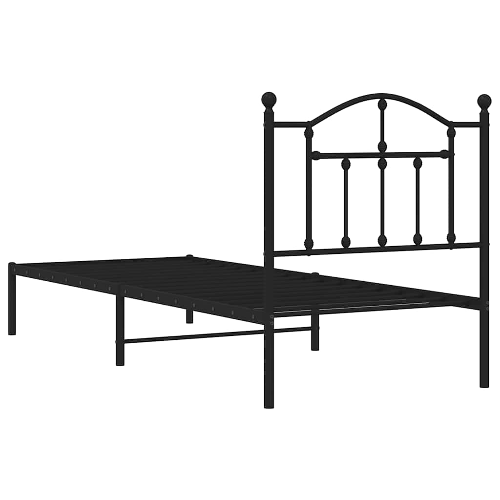 sengeramme med sengegavl 90x200 cm metal sort