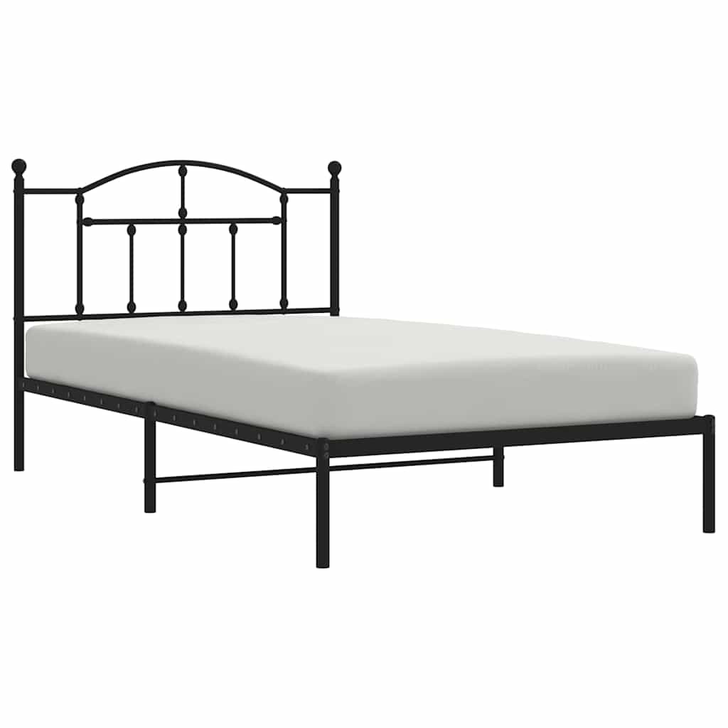 sengeramme med sengegavl 100x200 cm metal sort