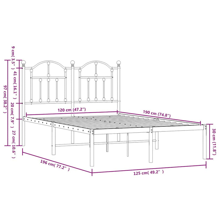 sengeramme med sengegavl 120x190 cm metal sort