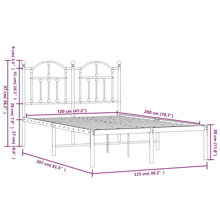sengeramme med sengegavl 120x200 cm metal sort