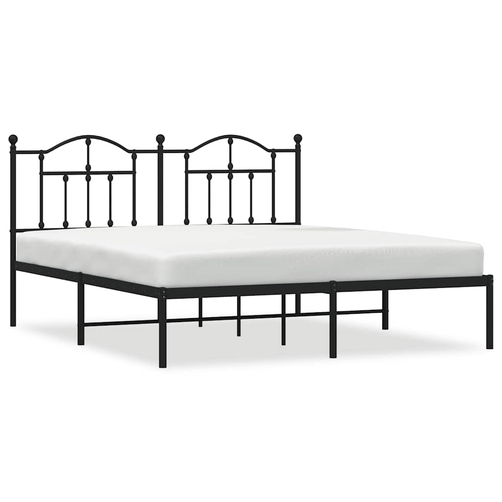 sengeramme med sengegavl 180x200 cm metal sort
