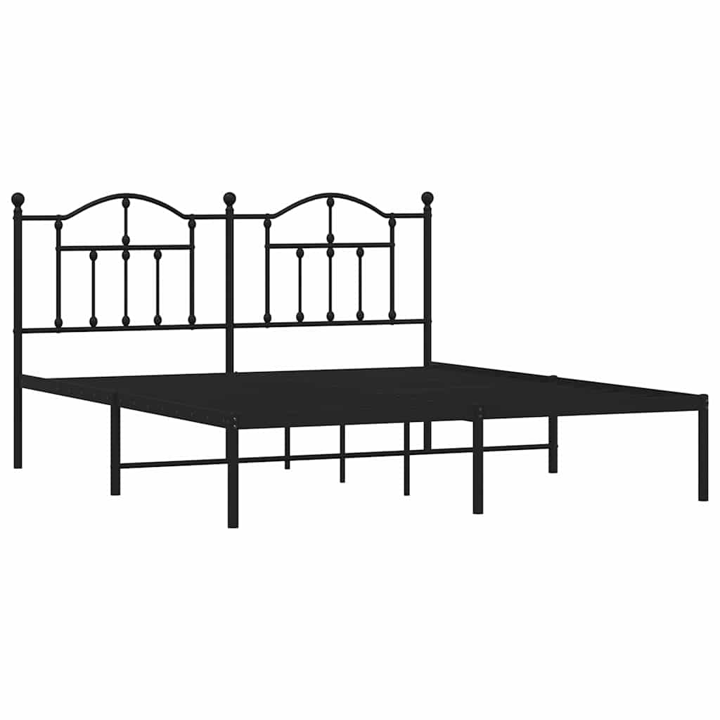 sengeramme med sengegavl 180x200 cm metal sort