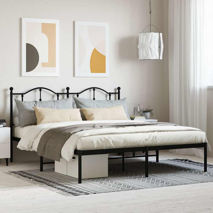 sengeramme med sengegavl 180x200 cm metal sort