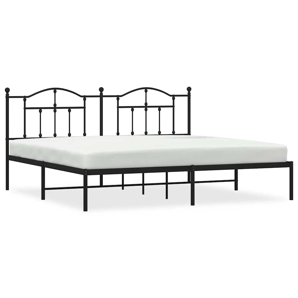 sengeramme med sengegavl 200x200 cm metal sort