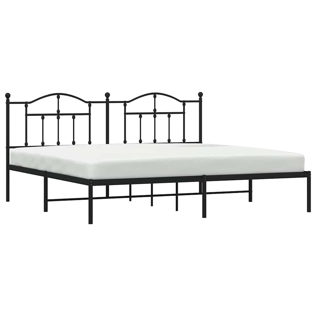 sengeramme med sengegavl 200x200 cm metal sort