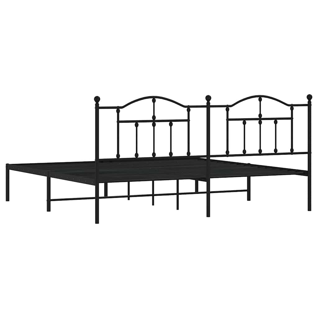 sengeramme med sengegavl 200x200 cm metal sort