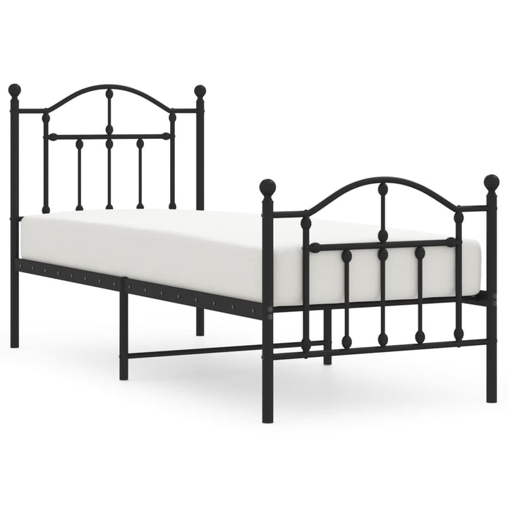 sengeramme med sengegavl og fodgærde 75x190 cm metal sort