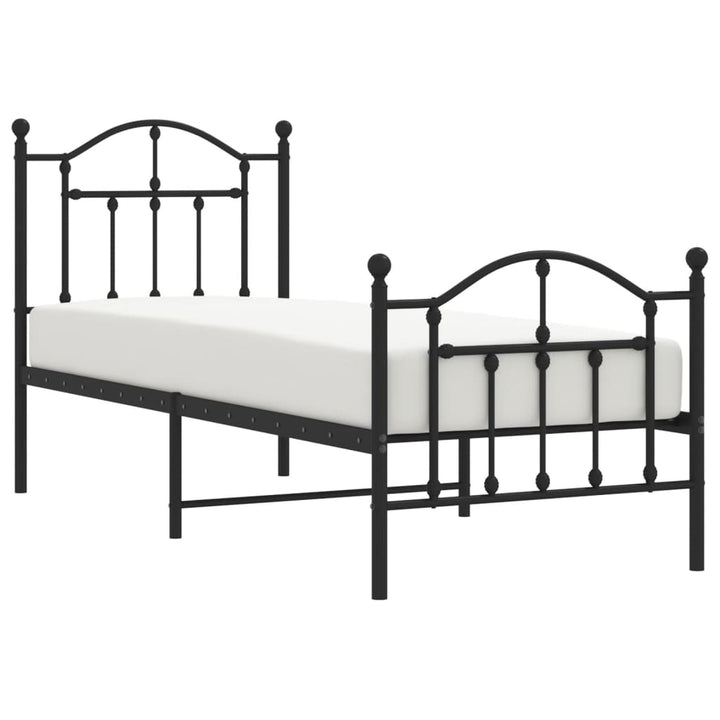 sengeramme med sengegavl og fodgærde 75x190 cm metal sort